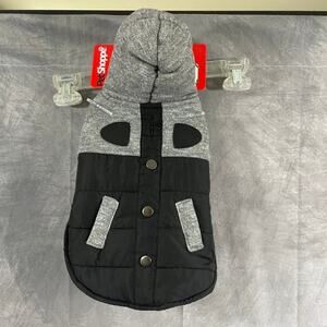 Pet Shoppe dog puppy winter coat SMALL XS grey black puffer 12-19 pounds new